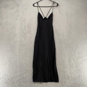 princess polly baby blue dress Ribbed Criss Cross Backless Dress In BLACK main image 1